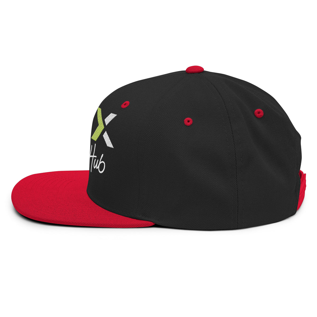 LGH Snapback Hat in Black/Red, left side view