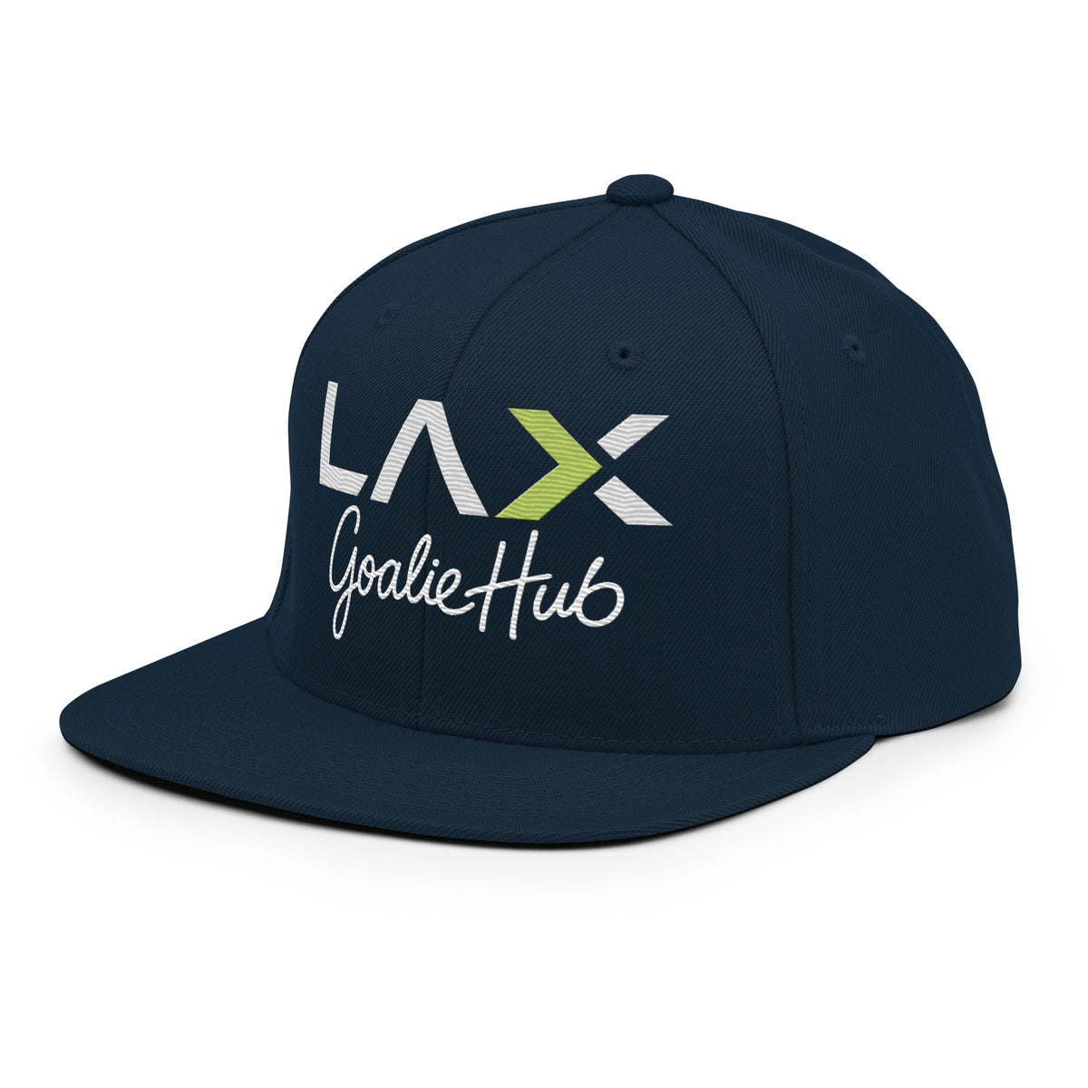 LGH Snapback Hat in Dark Navy, left front view