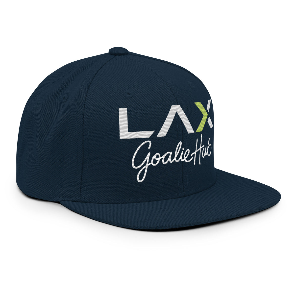 LGH Snapback Hat in Dark Navy, right front view