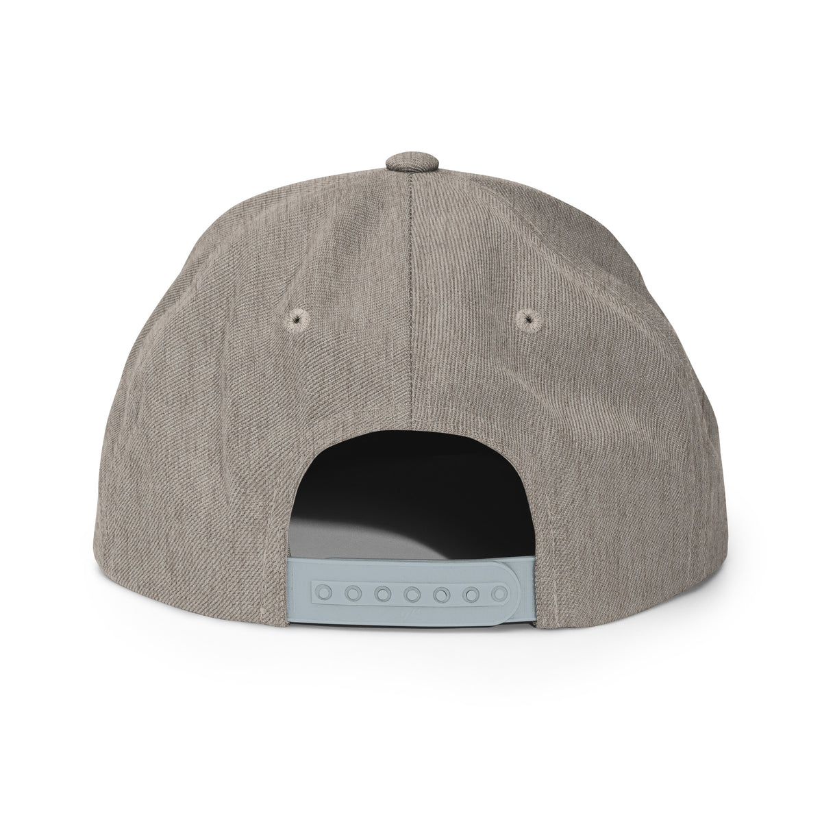 LGH Snapback Hat in Heather Grey, back view with the snap closure