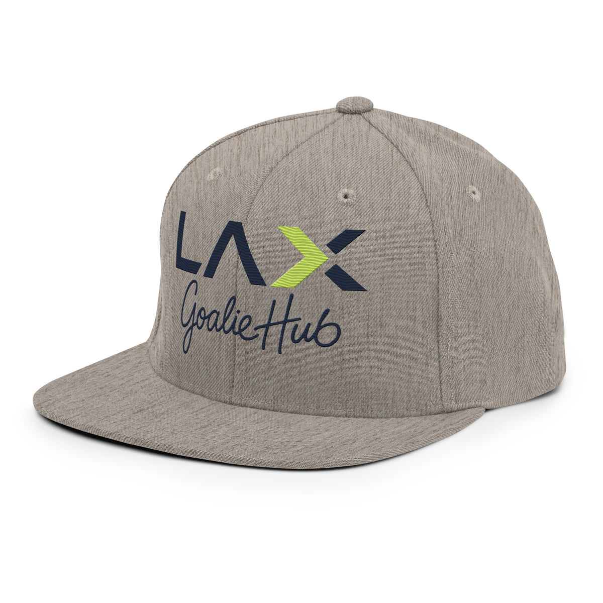 LGH Snapback Hat in Heather Grey, left front view