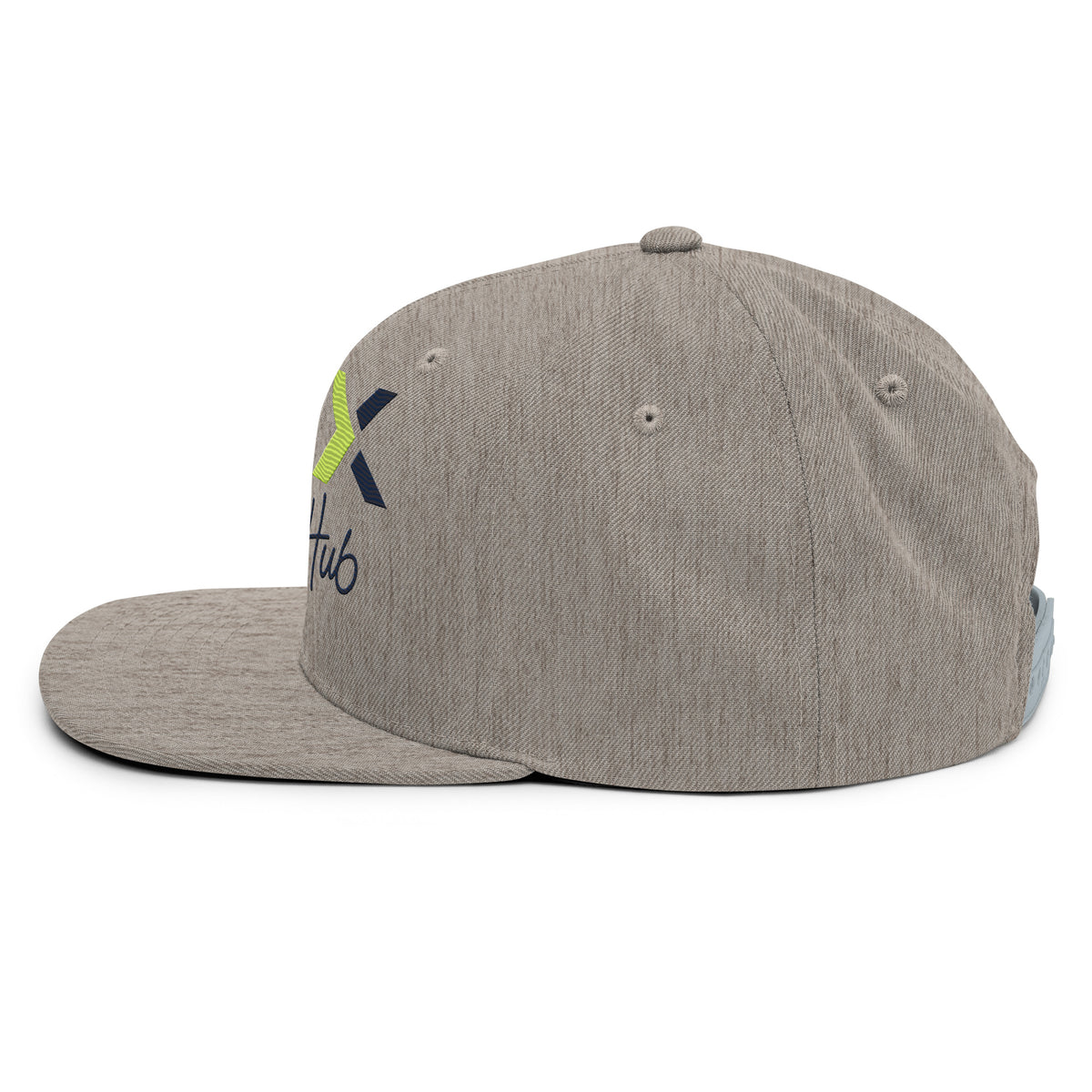 LGH Snapback Hat in Heather Grey, left side view