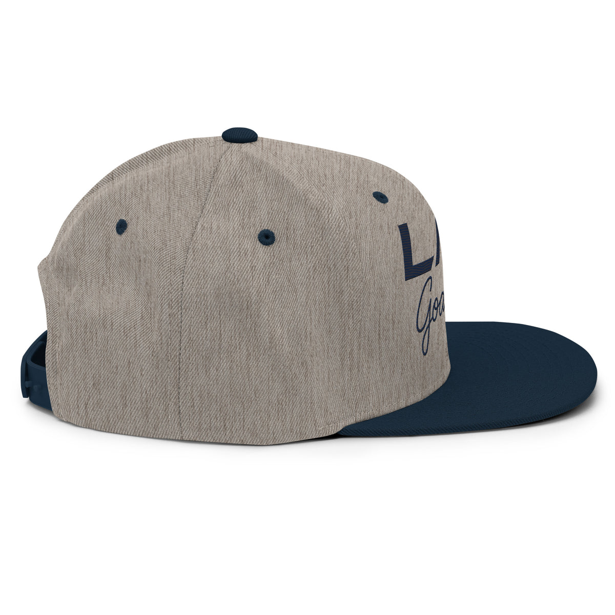LGH Snapback Hat in Heather Grey/Navy, right side view