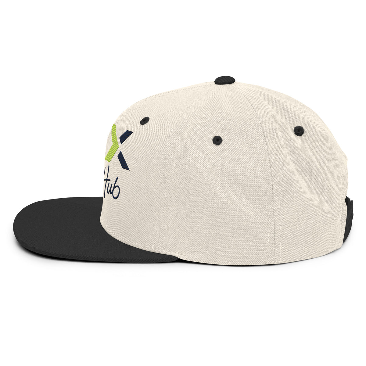 LGH Snapback Hat in Natural/Black, left side view