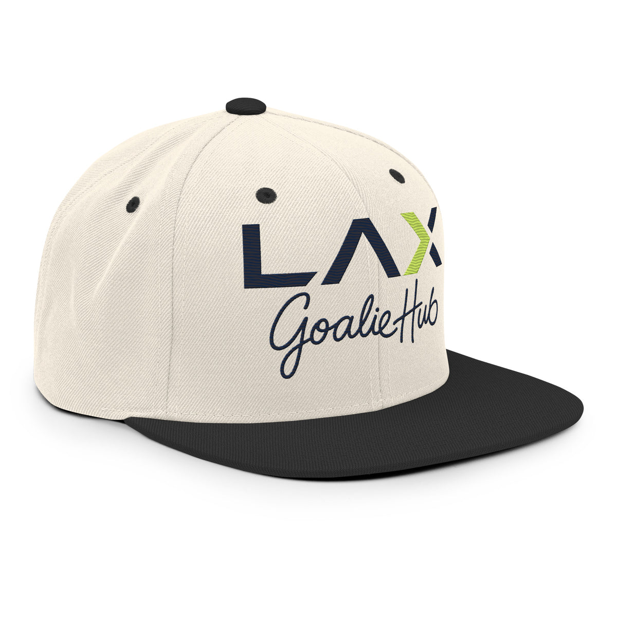 LGH Snapback Hat in Natural/Black, right front view