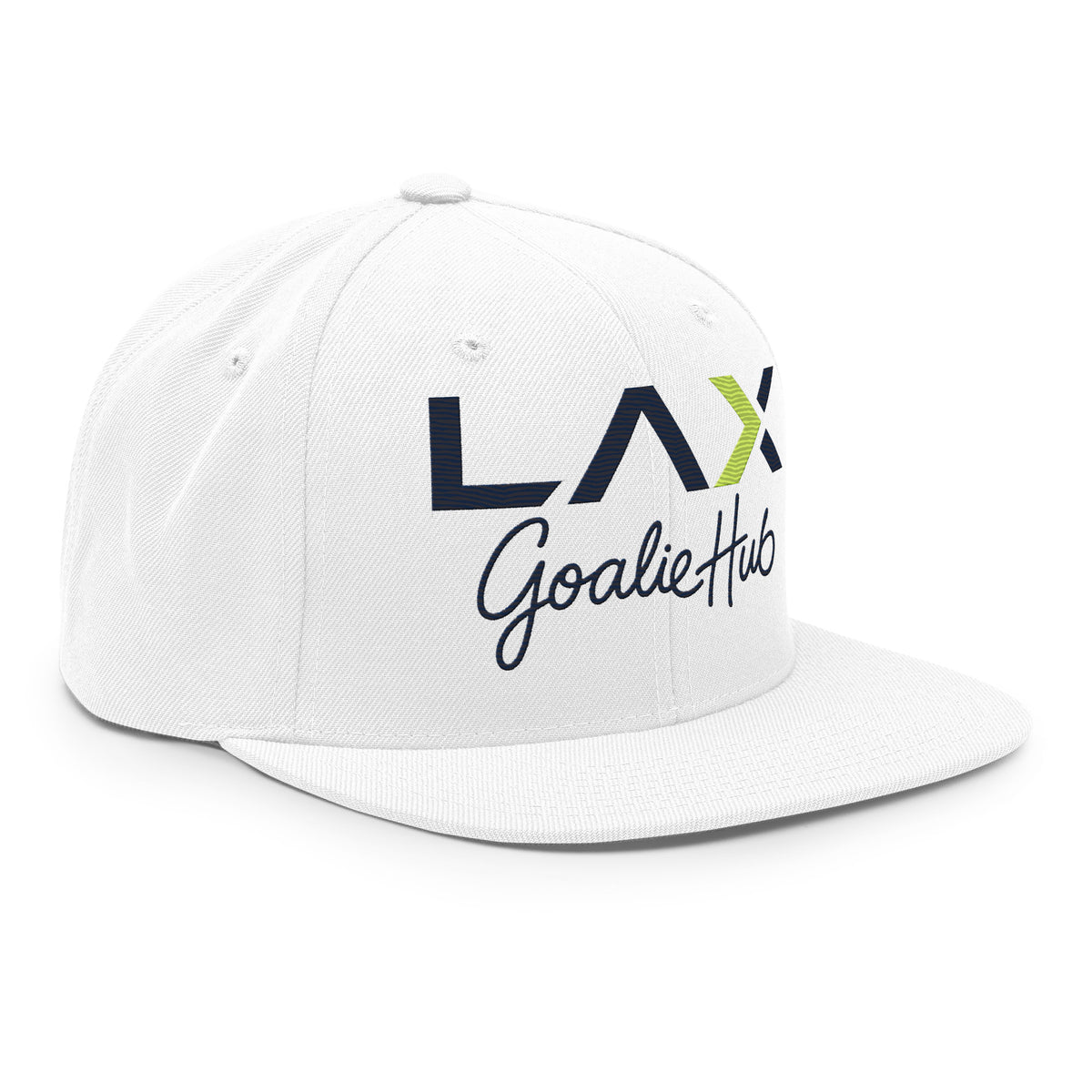 LGH Snapback Hat in White, right front view