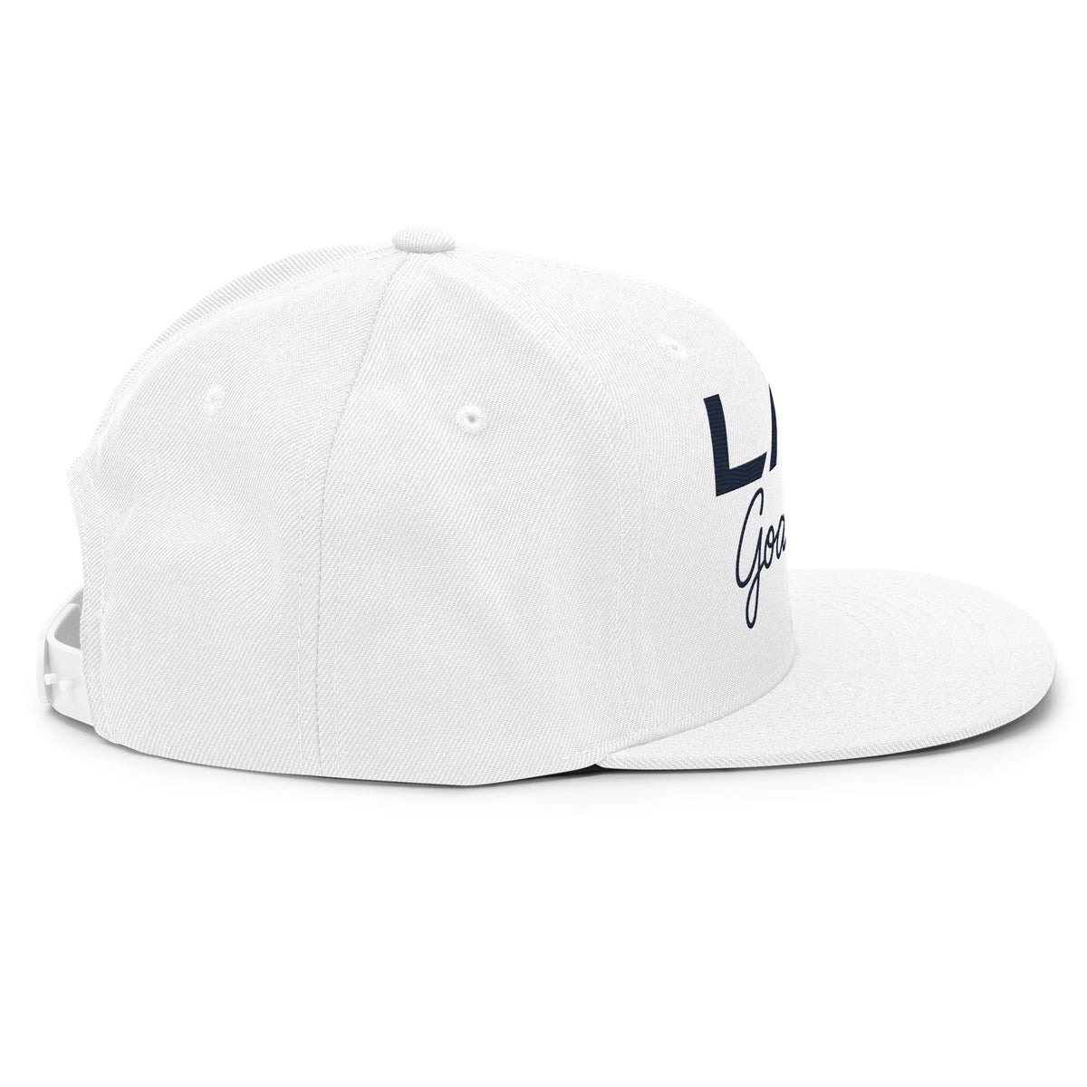 LGH Snapback Hat in White, right side view
