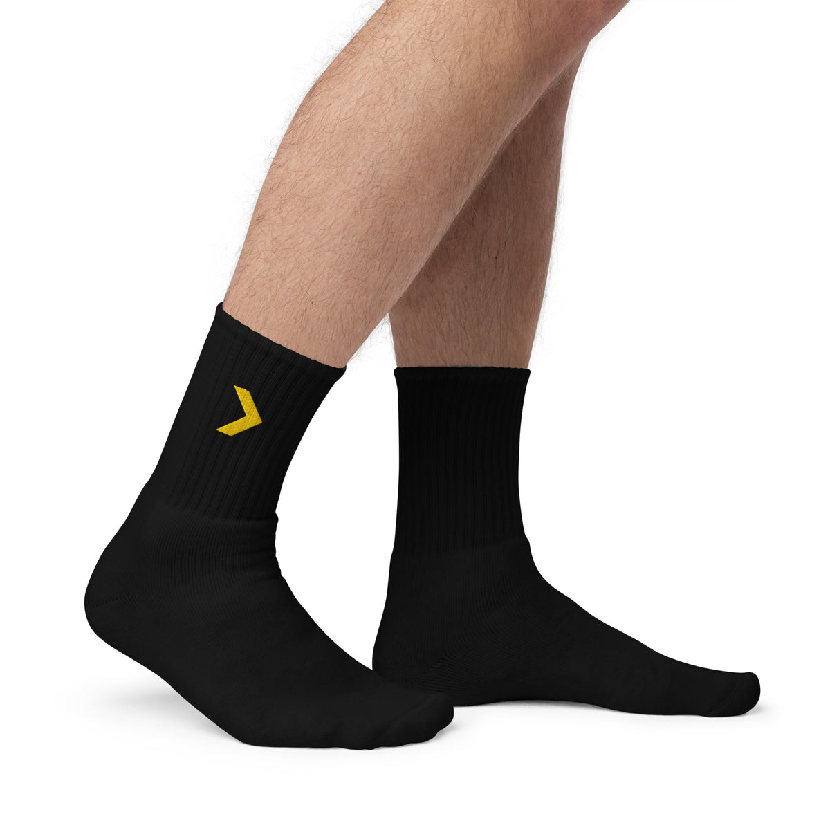 LGH Crew Socks in Black, worn, side view