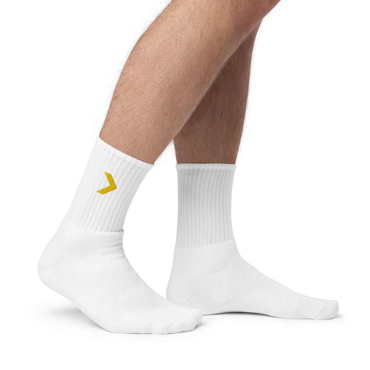 LGH Crew Socks in White, worn, side view
