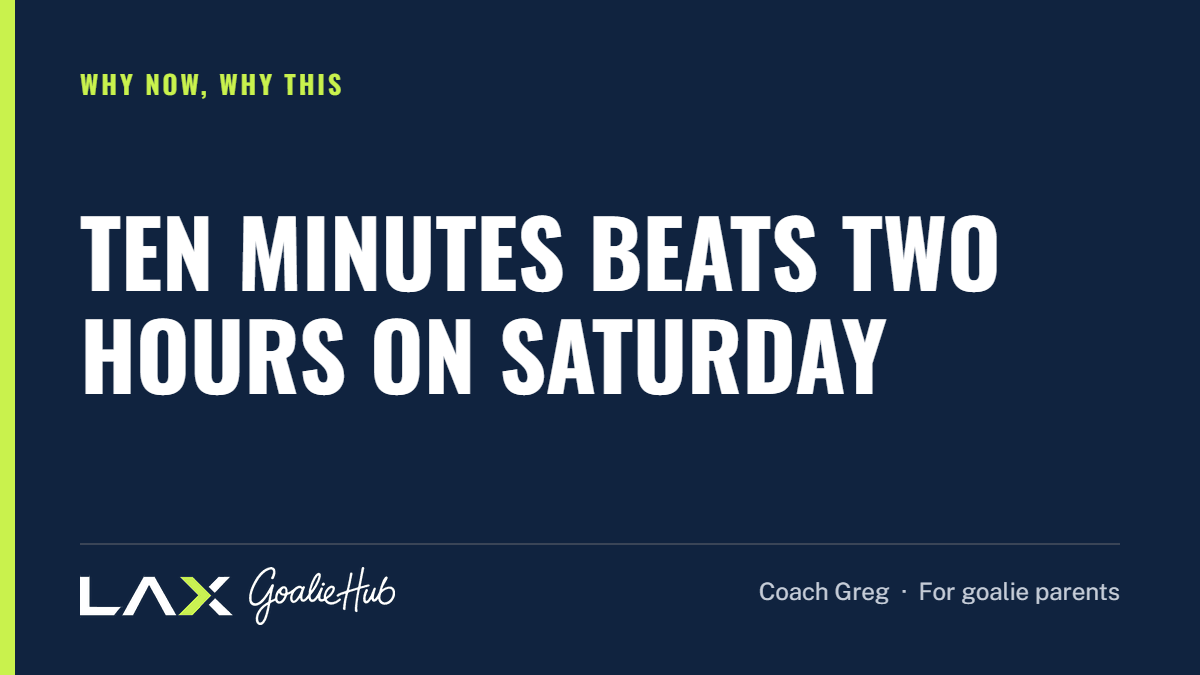 Ten Minutes Beats Two Hours on Saturday: a LAX Goalie Hub article for parents of youth lacrosse goalies