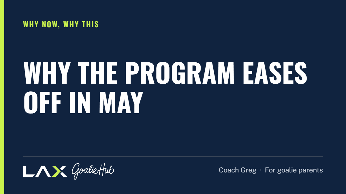 Why the Program Eases Off in May: a LAX Goalie Hub article for parents of youth lacrosse goalies
