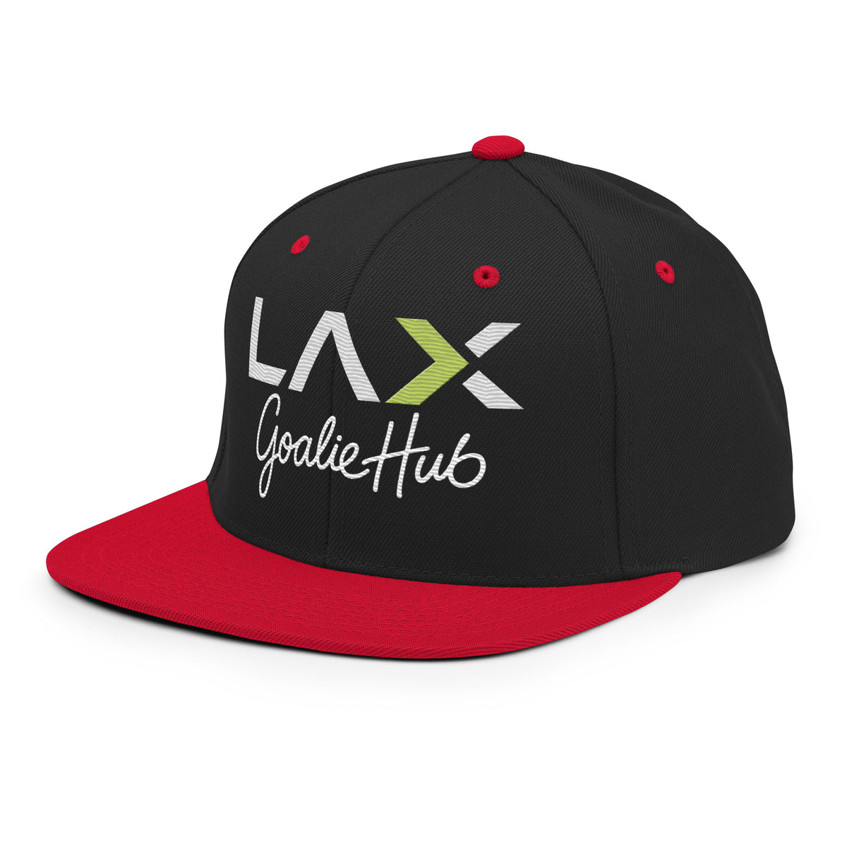 LGH Snapback Hat in Black/Red, left front view