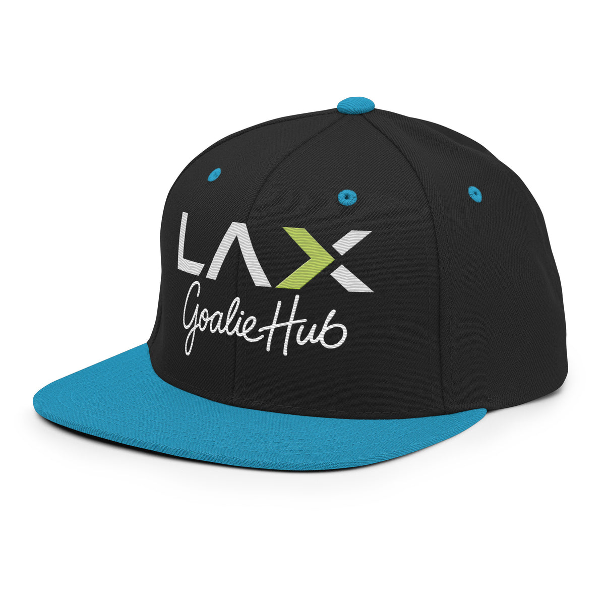 LGH Snapback Hat in Black/Teal, left front view