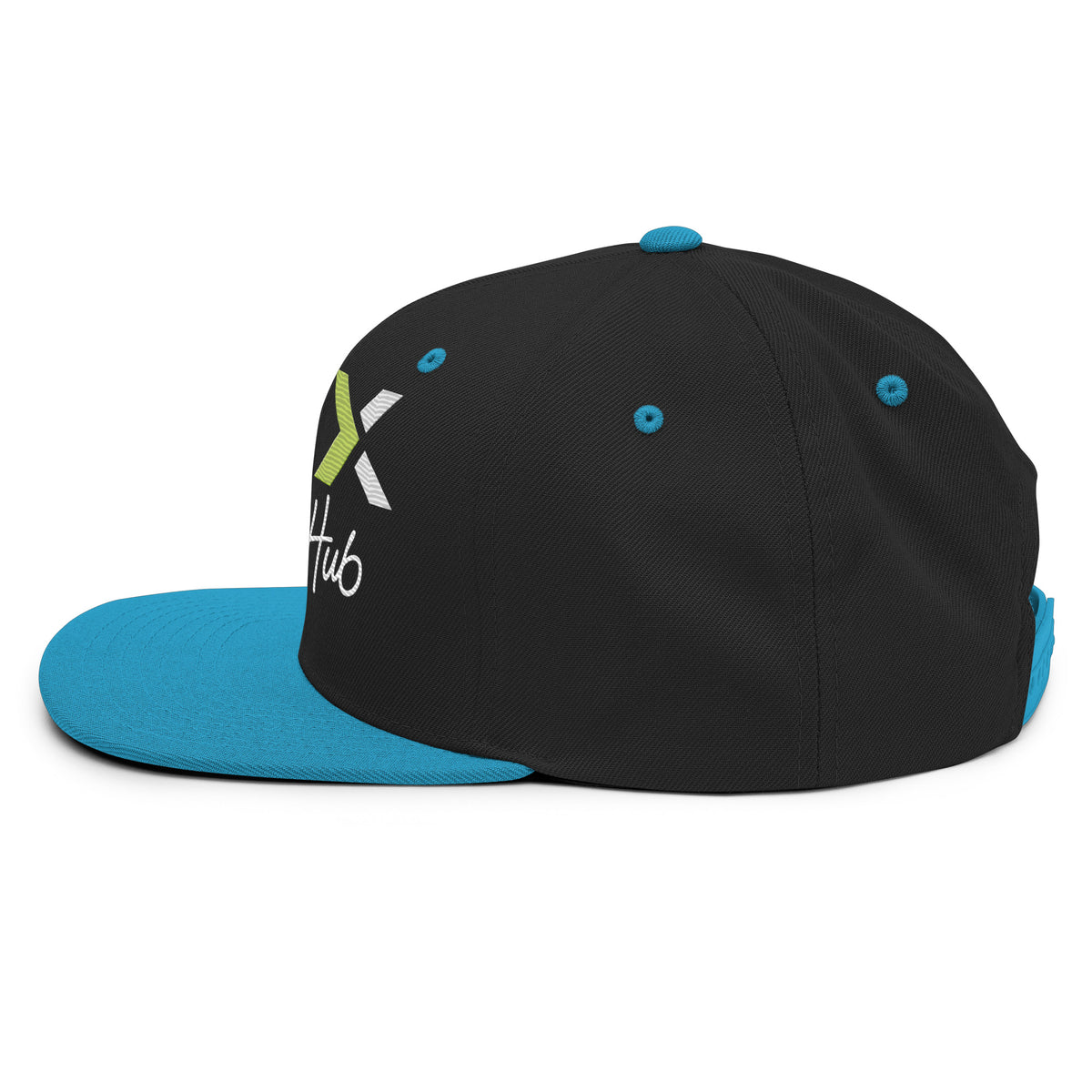 LGH Snapback Hat in Black/Teal, left side view