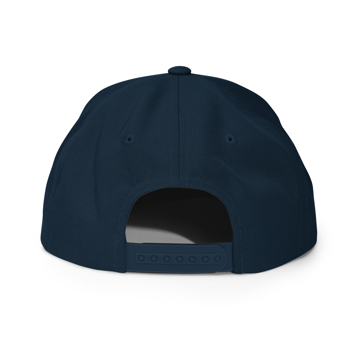 LGH Snapback Hat in Dark Navy, back view with the snap closure