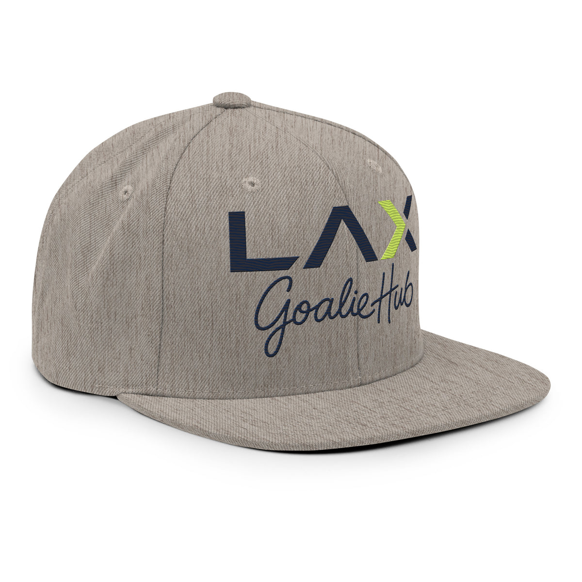 LGH Snapback Hat in Heather Grey, right front view