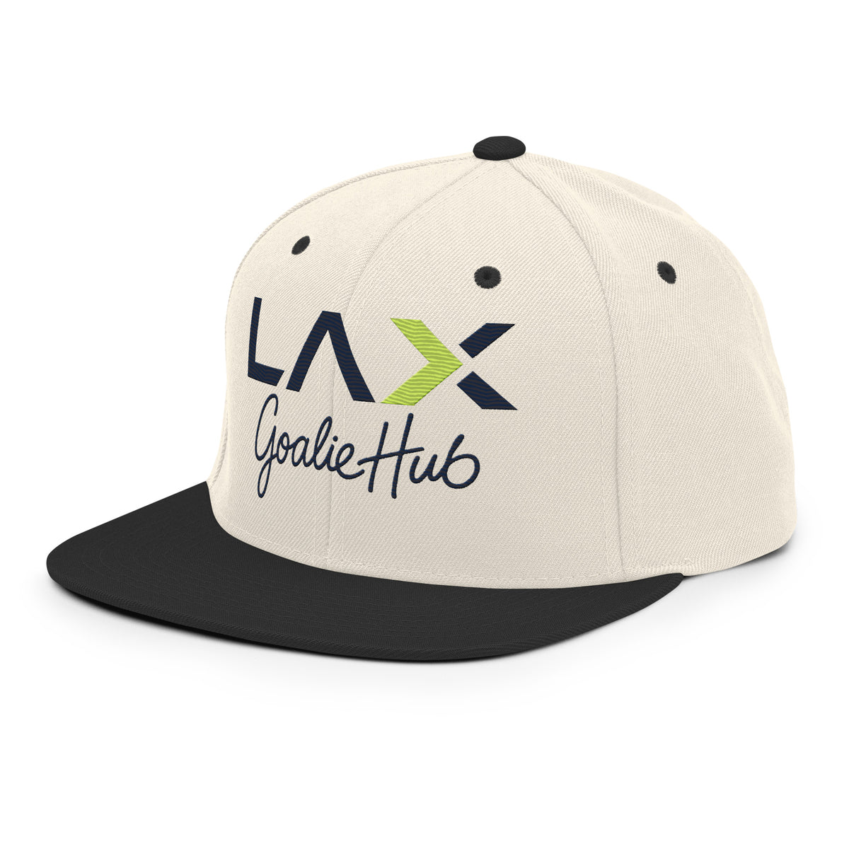 LGH Snapback Hat in Natural/Black, left front view