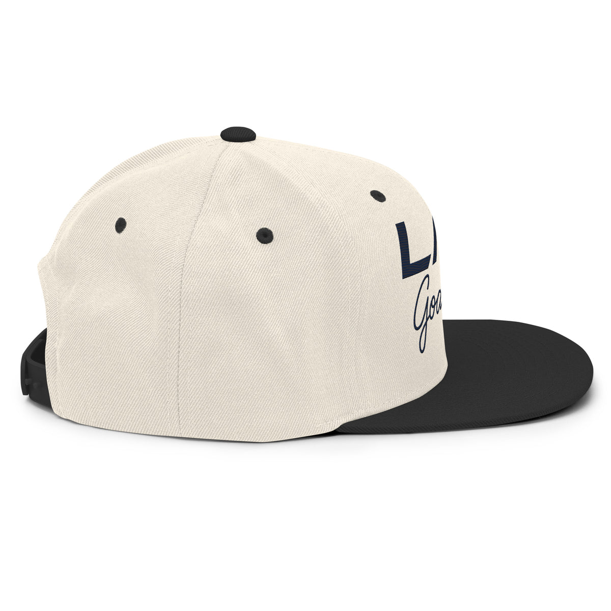 LGH Snapback Hat in Natural/Black, right side view
