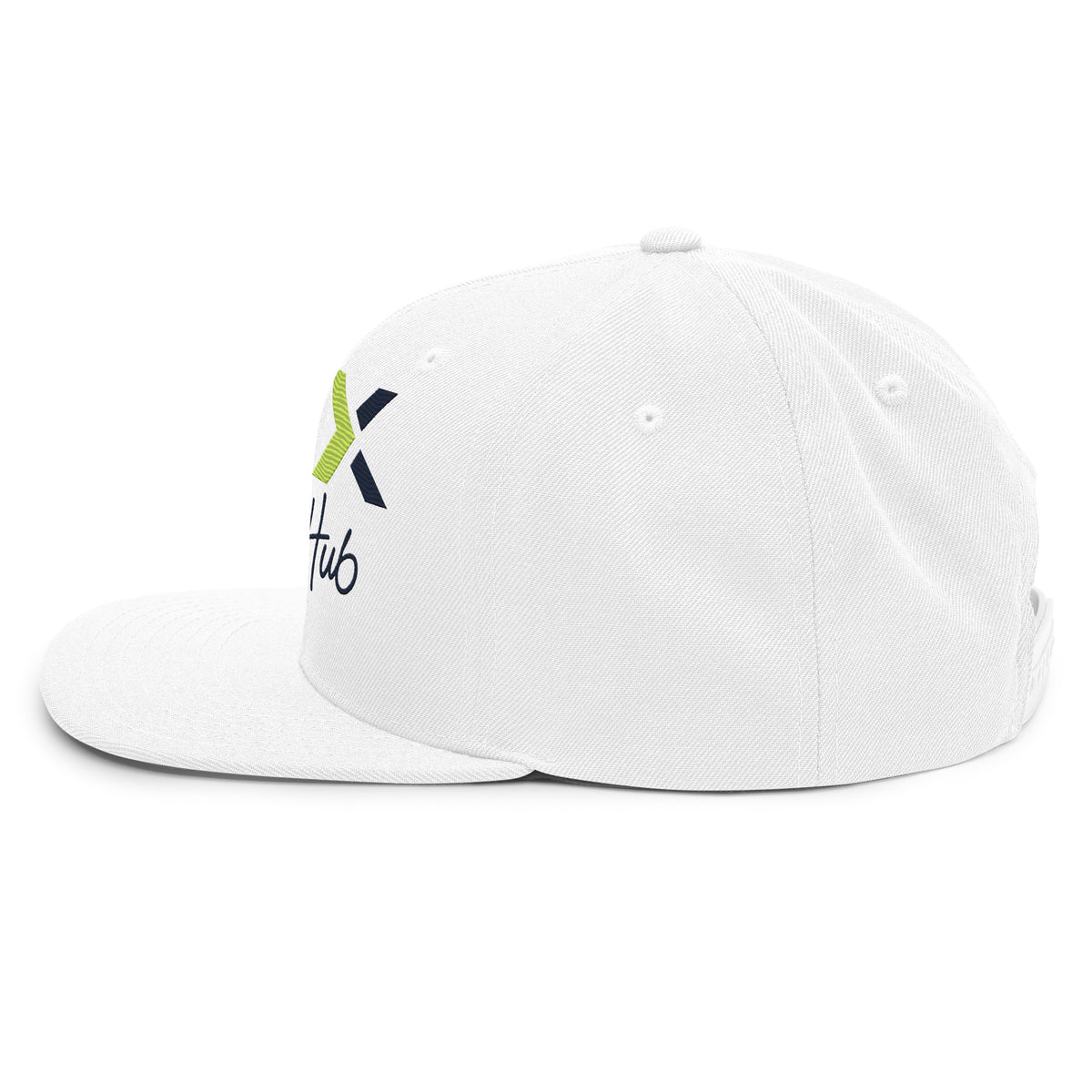 LGH Snapback Hat in White, left side view