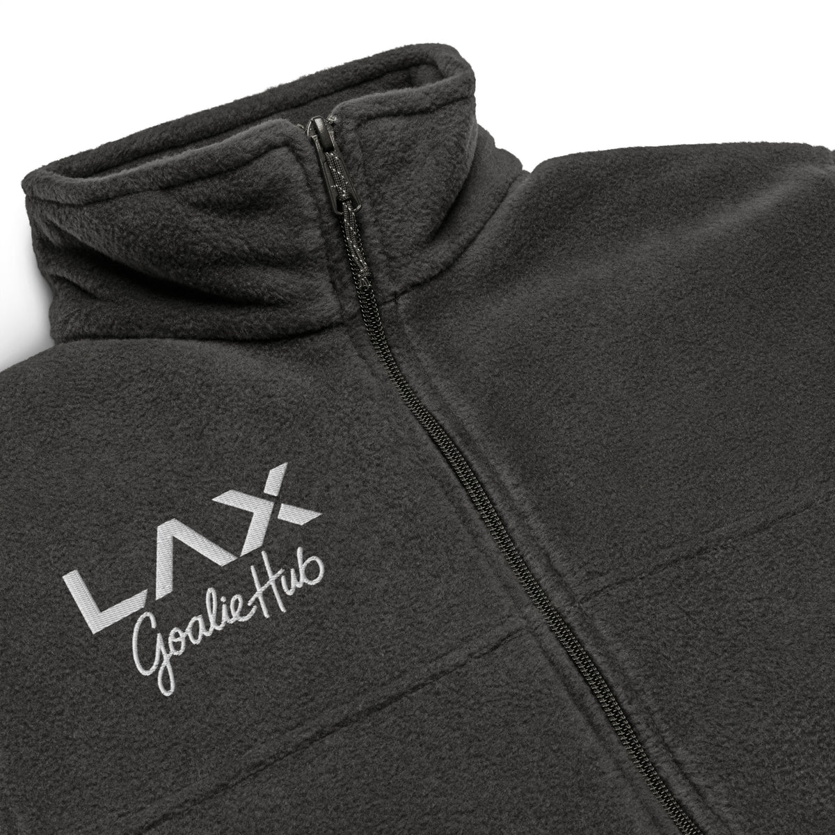 LGH Columbia Fleece Jacket in Charcoal Heather, detail view